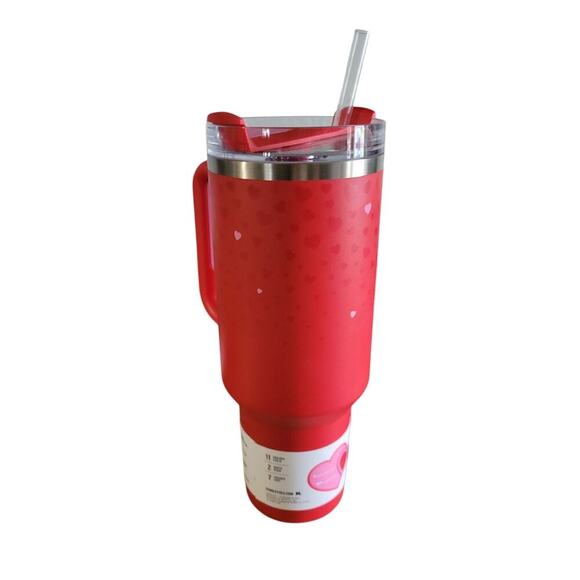 Stanley 40 OZ Limited Edition Valentines Day H20‎ Tumbler NEW Red Hearts - Picture 2 of 5